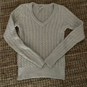 Arizona V-Neck Beige 💯 Cotton Knit Sweater Large